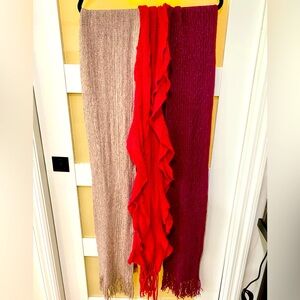 Warm scarf bundle of three scarves in pink, magenta and wine purple one size